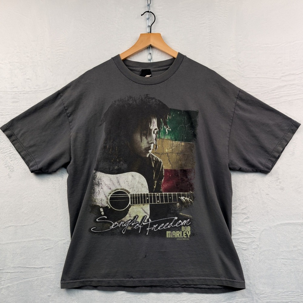 VTG Bob Marley Zion Rootswear T-Shirt Men's XL Gray Songs of Freedom Reggae Y2K
